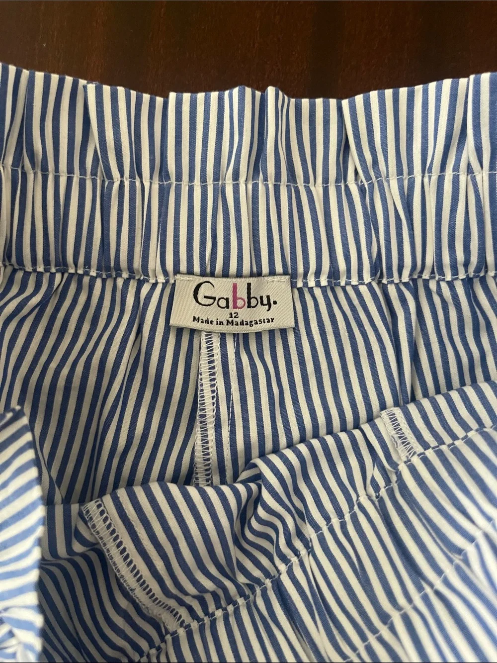 Girl’s Striped Ruffle Tank & Shorts Set - Blue/White size 12